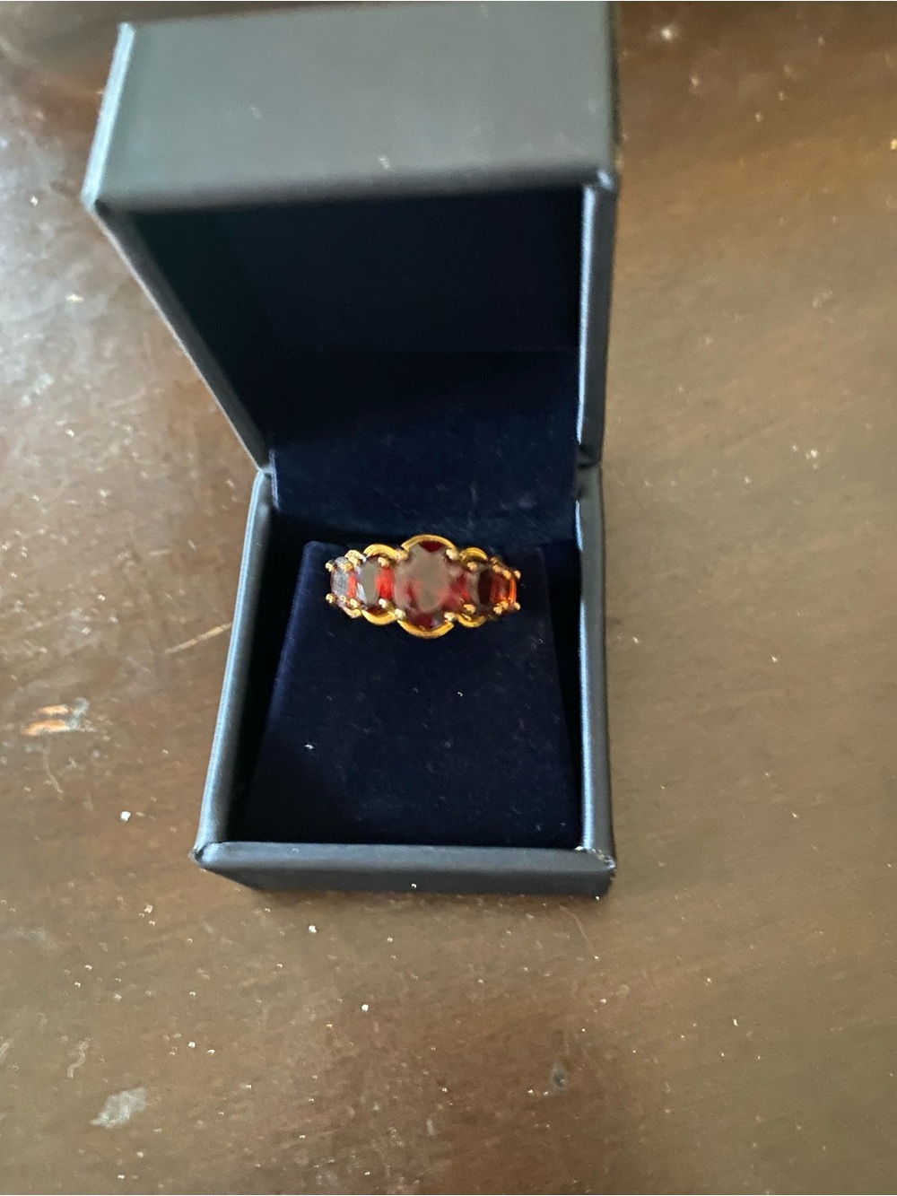 Gold Vermeil 3 stone Garnet ring